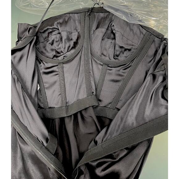 DOLCE & GABBANA Strapless Draped Stretch Satin Mini Dress 44 L - Picture 9 of 11